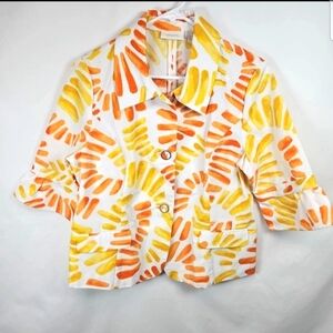 Chico's cropped lightweight jacket 1/2 sleeve pockets 100% cotton Size 1X